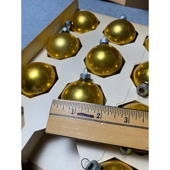 Vintage Woolworths Gold Glass Christmas Tree Ornaments Original Box Set of 10 19 - Picture 4 of 9